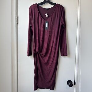 Sen Malin 2 Burgundy Elegant Long Sleeve Wine Dress